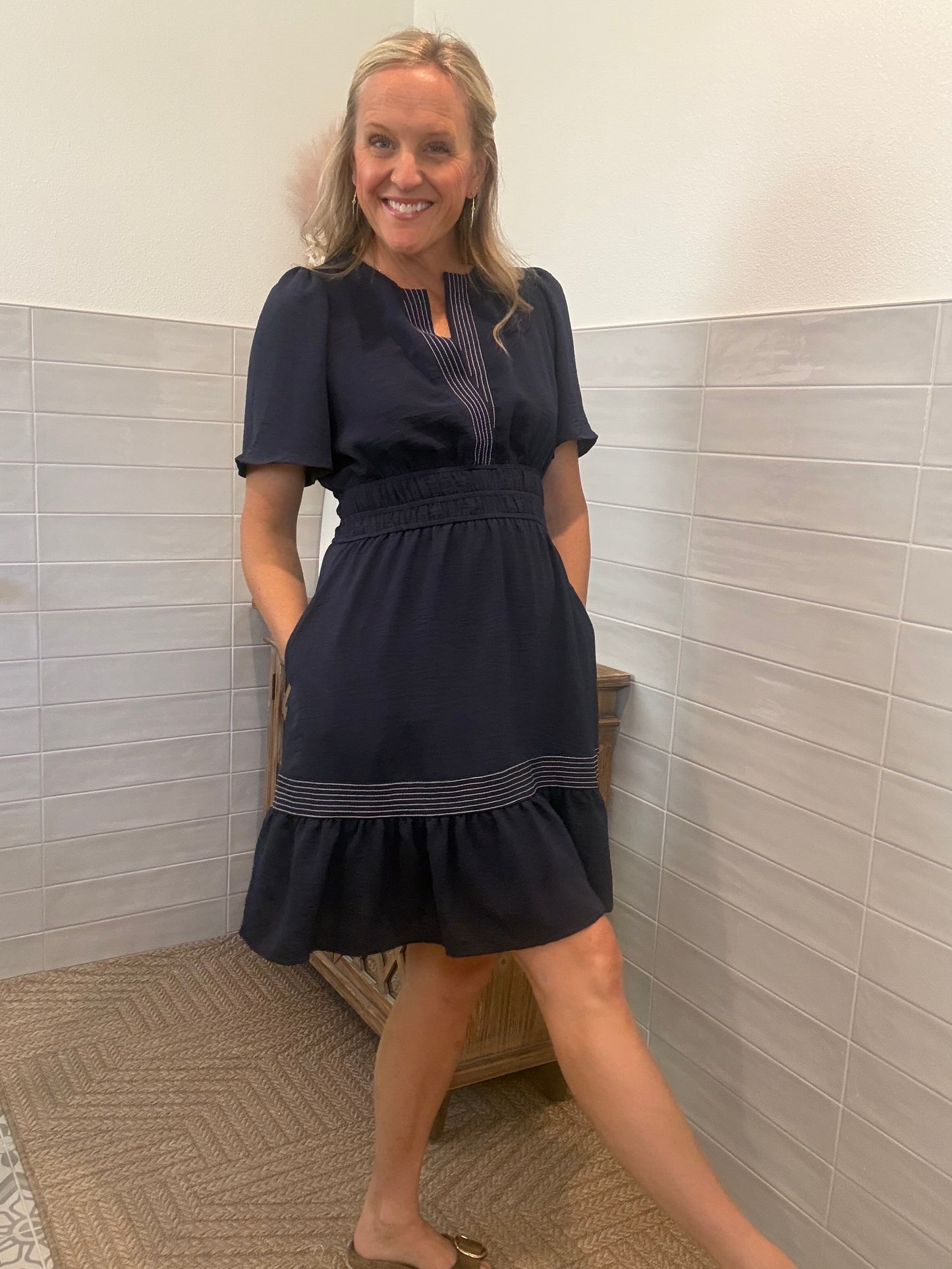 Navy Stitch Dress