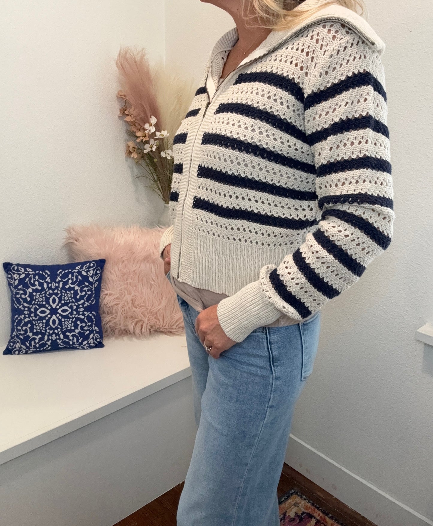 Pointelle Sweater Jacket