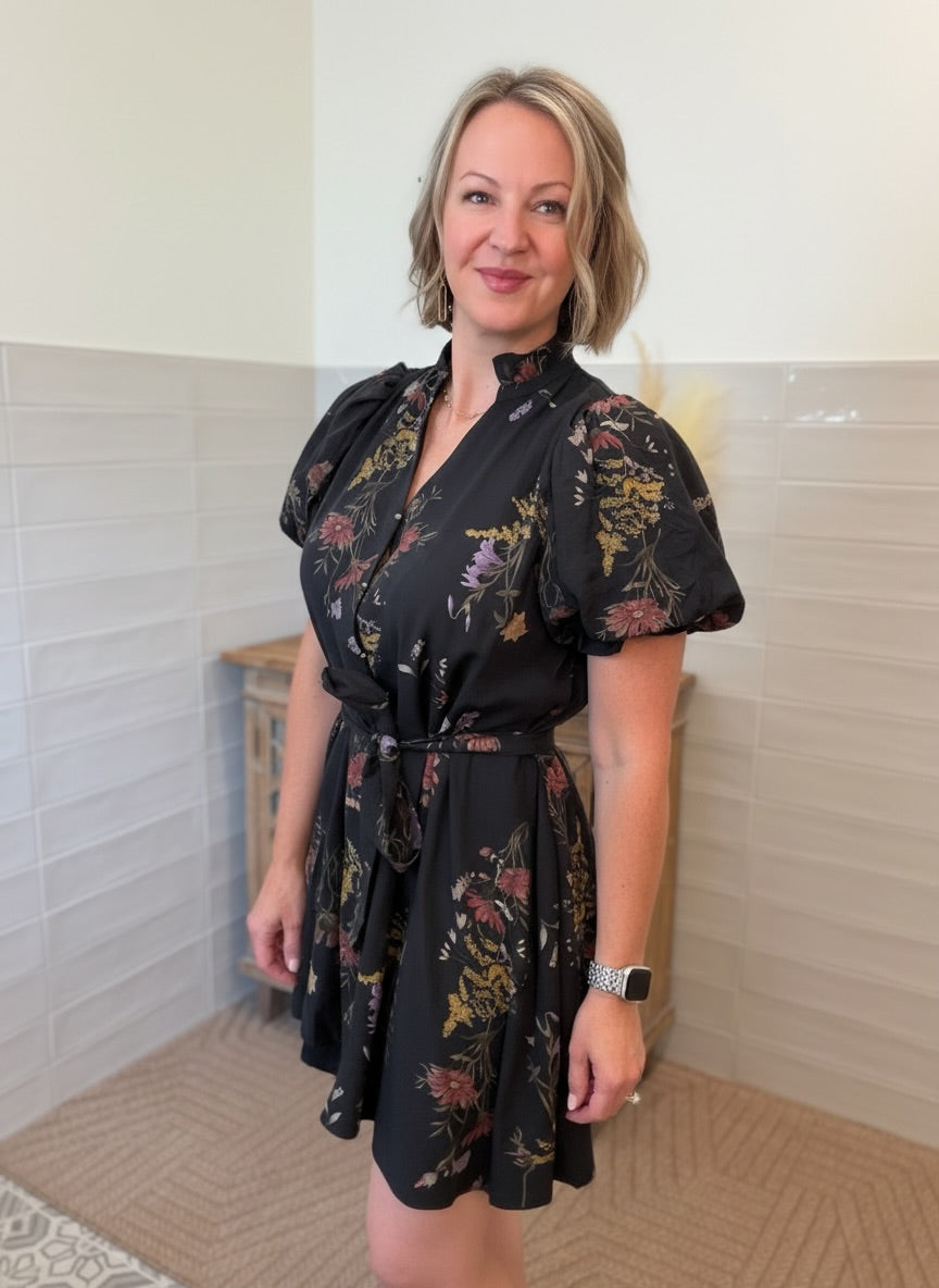 Midnight Floral Mini Dress