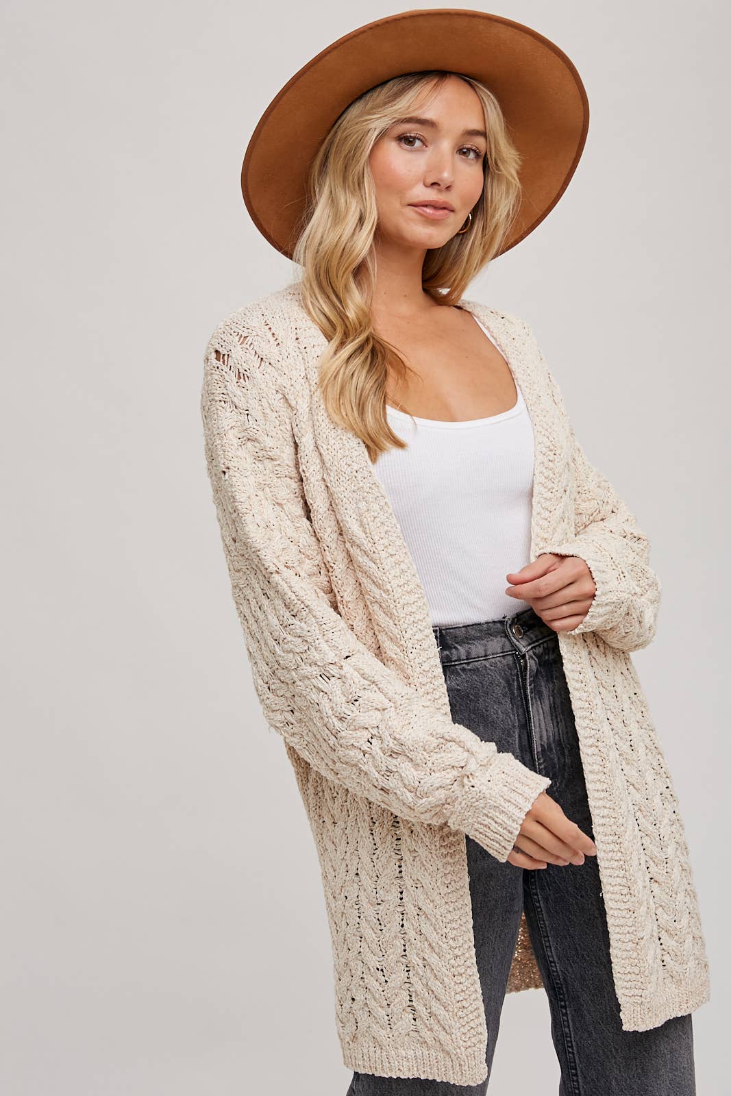 Natural Cable Sweater Cardigan