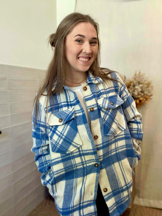Royal Blue & Cream Plaid Jacket