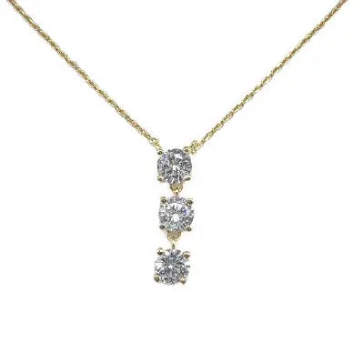 Gold Triple Cz Drop 16"-18" Necklace
