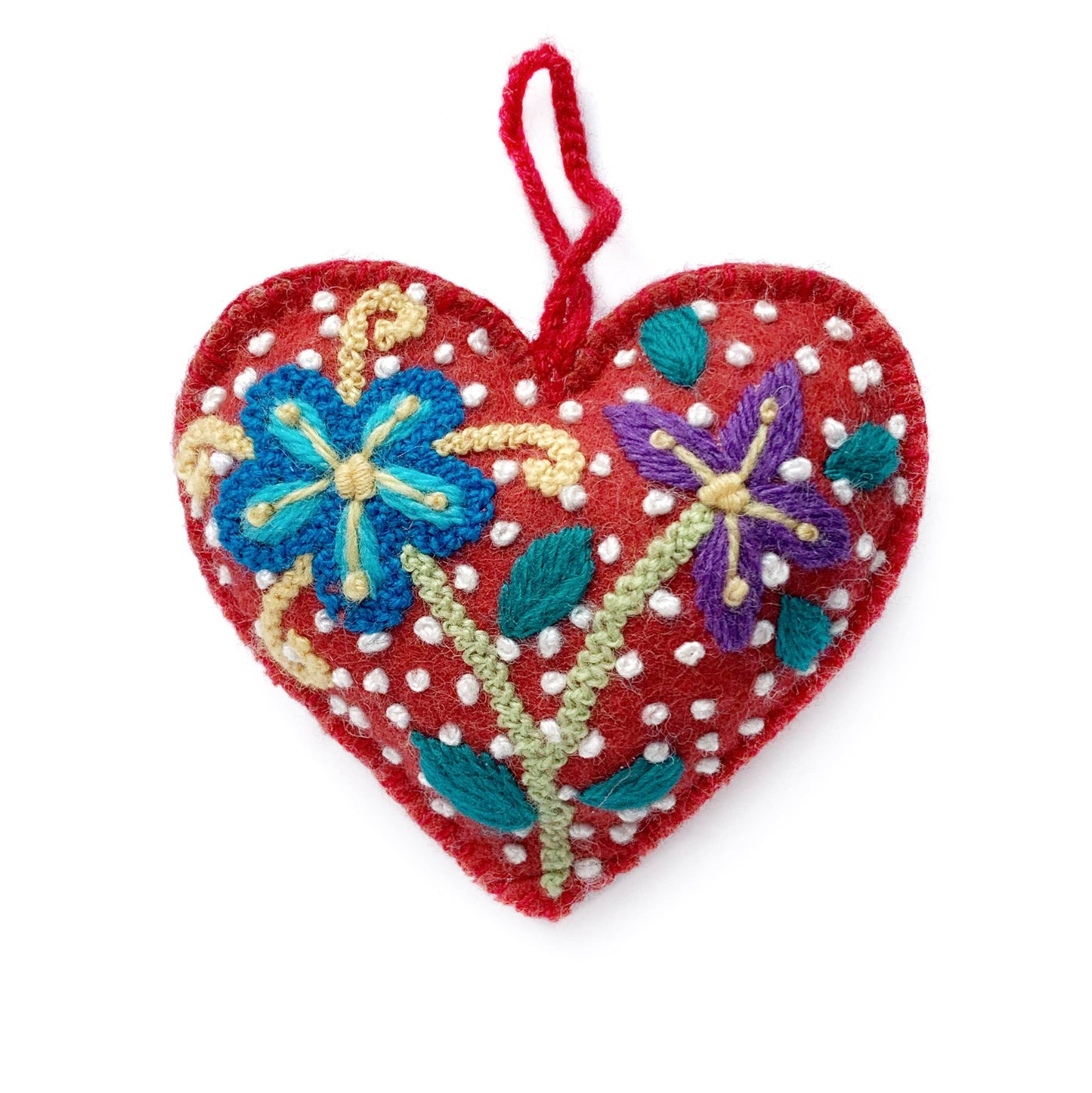 Embroidered Heart Christmas Ornament - Ornaments 4 Orphans