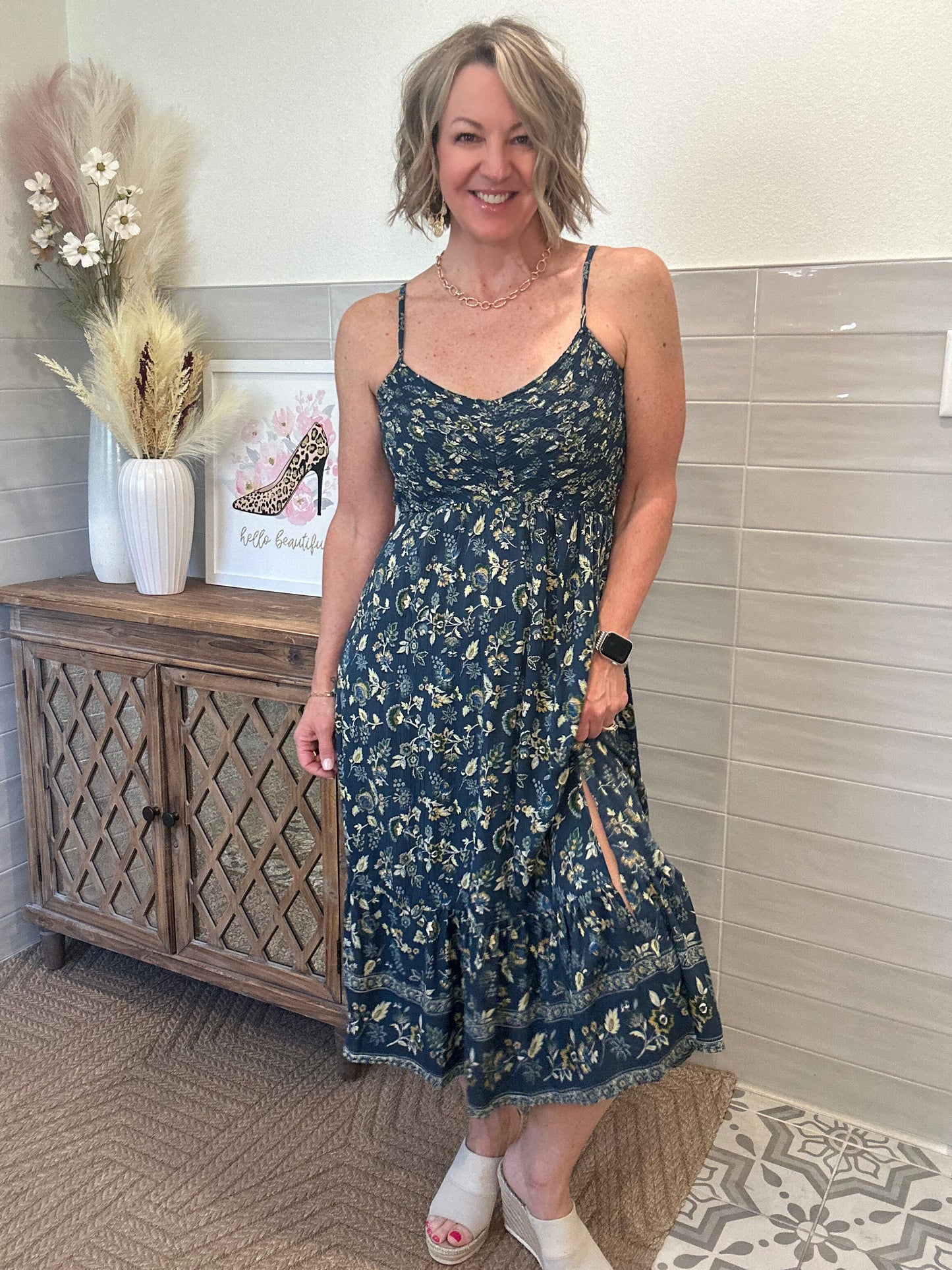 Blush Teal Midi Dress