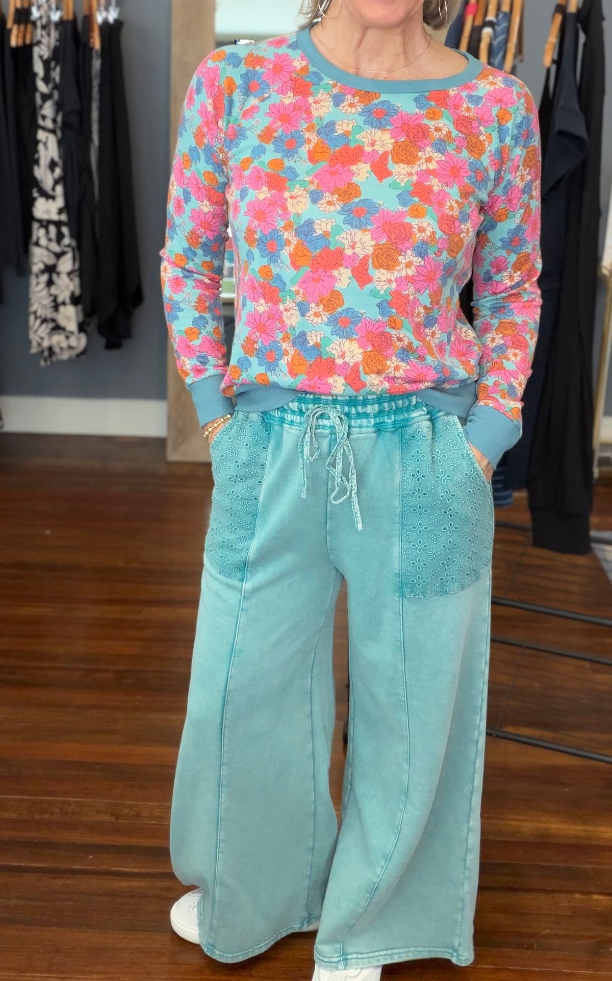 Eyelet Lace Mineral Wash Pants