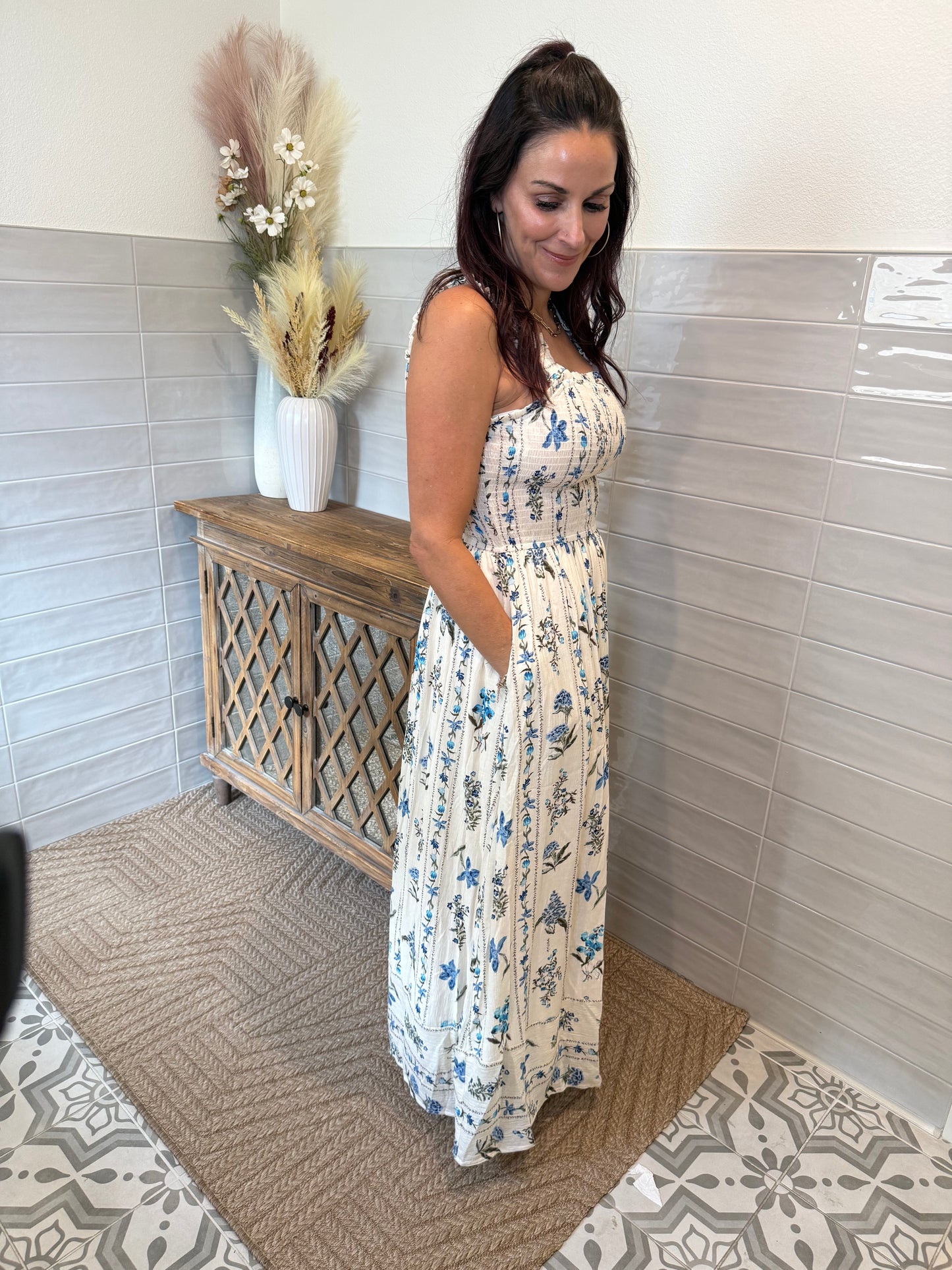 Blue Floral Maxi Dress