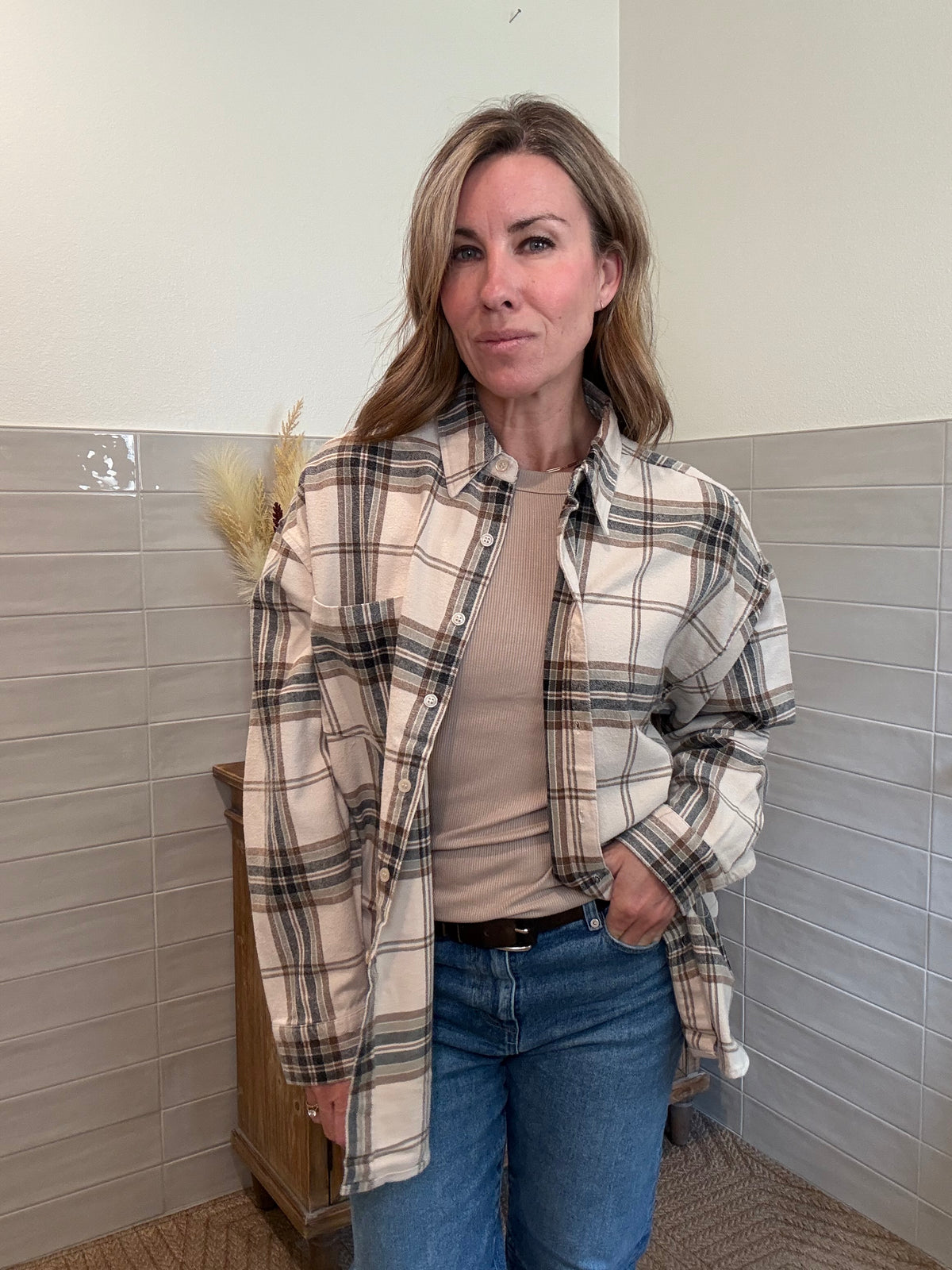 Plaid Boxy Button Down Shirt