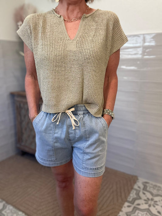 Washed Pocket Shorts - Lt. Denim