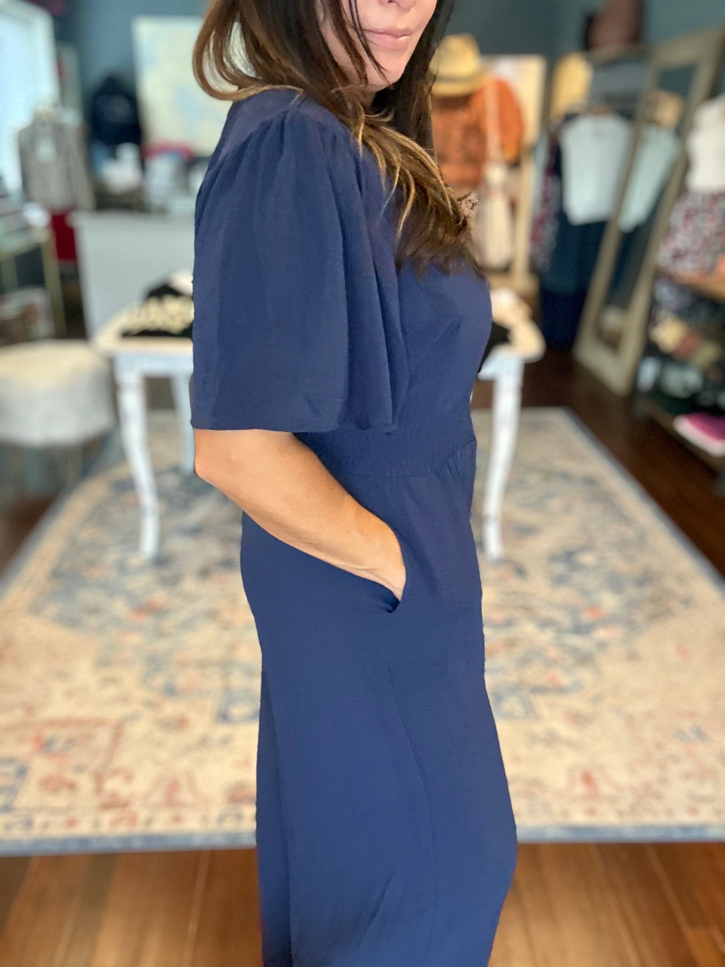 Navy Jumpsuit - Medium