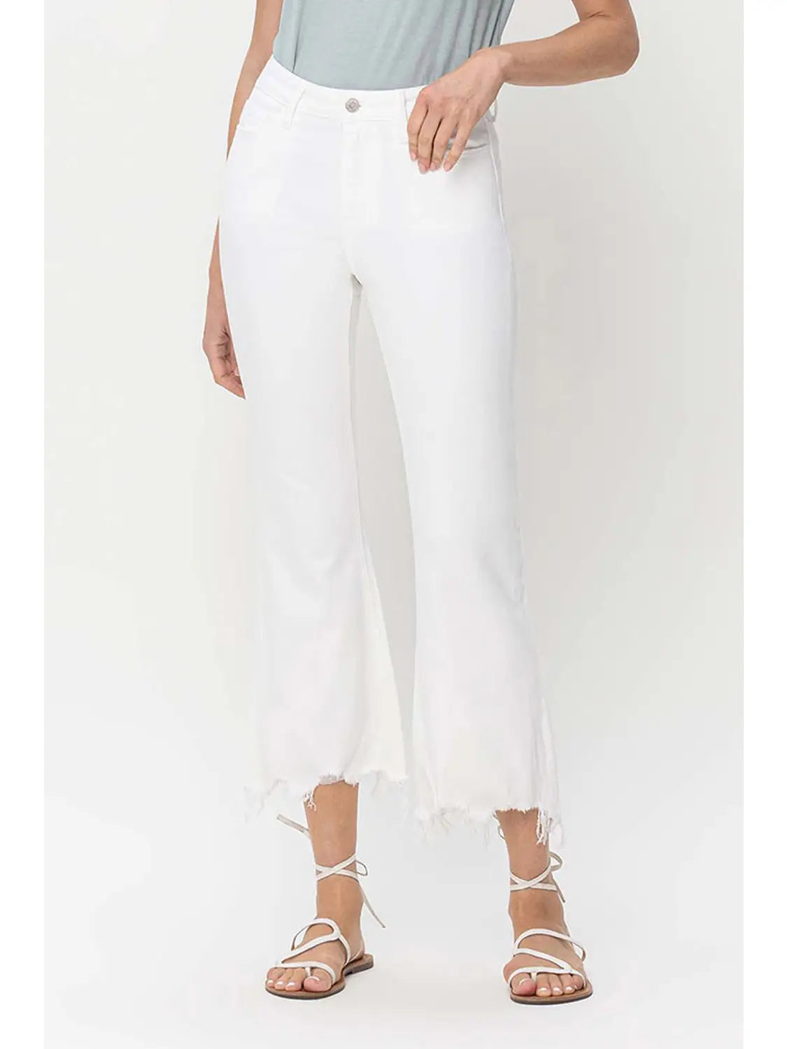 Charlie High Rise Cropped Flare Jeans- Optic White