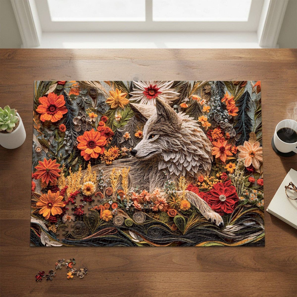 Wildflower Wolf Puzzle - 500 Piece