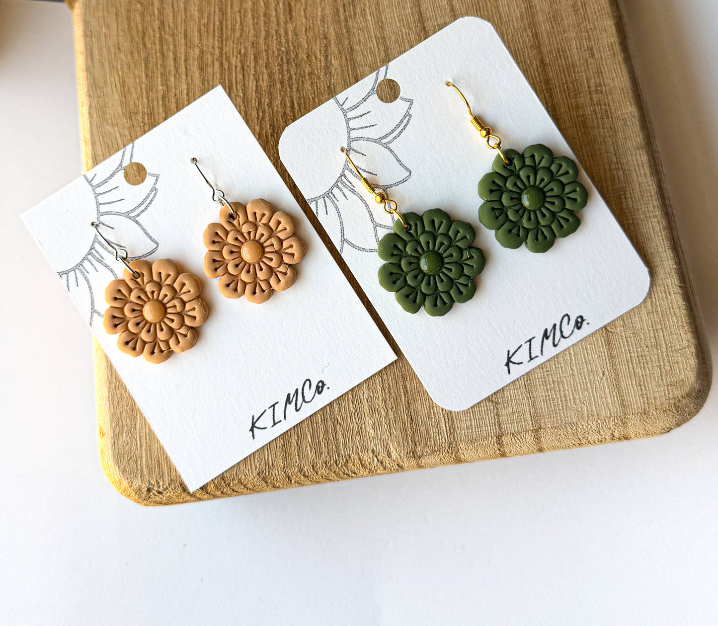 Polymer Clay Earrings - Embossed Flower