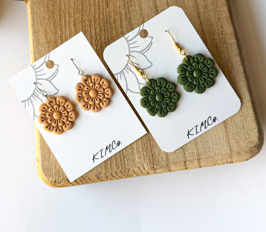 Polymer Clay Earrings - Embossed Flower
