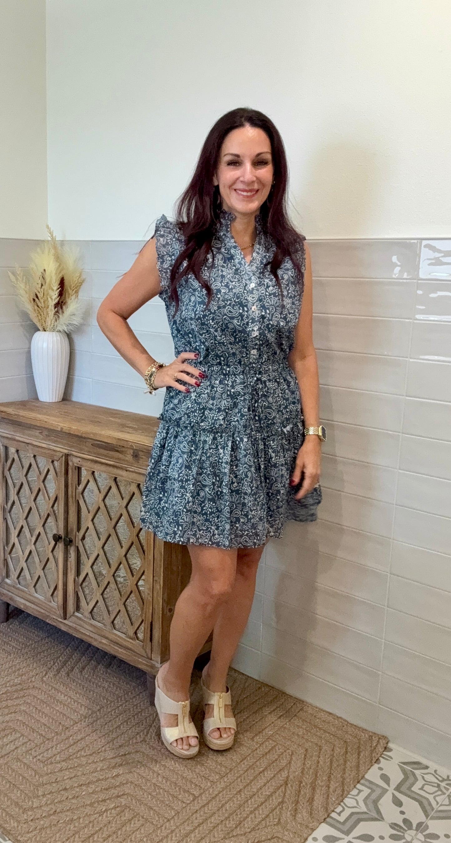 Paisley Ruffled Mini Dress