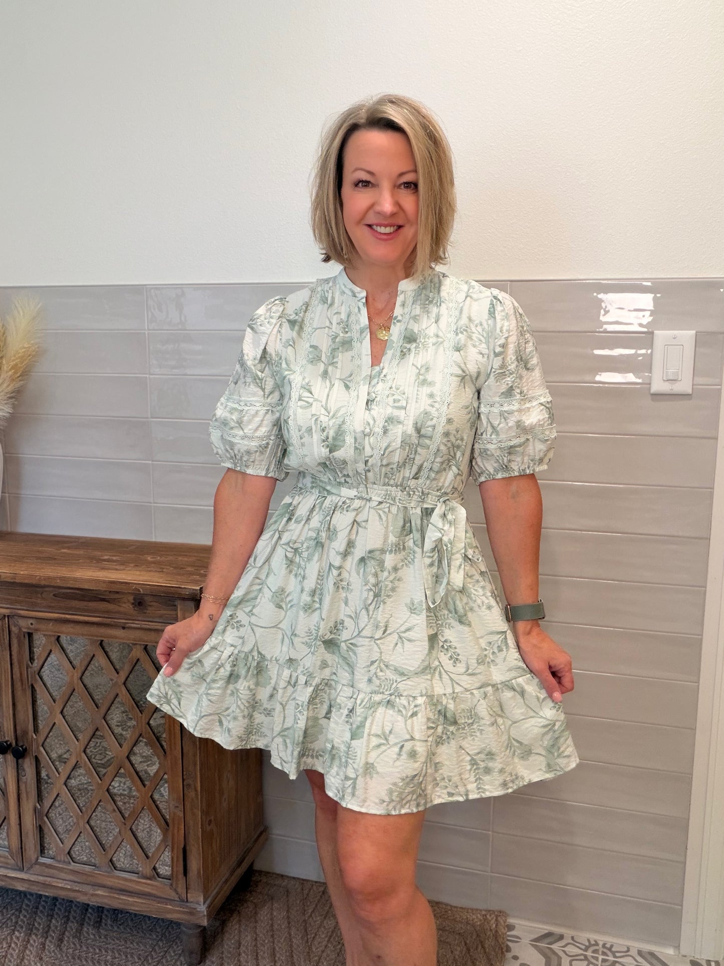 Floral Balloon Sleeve Dress