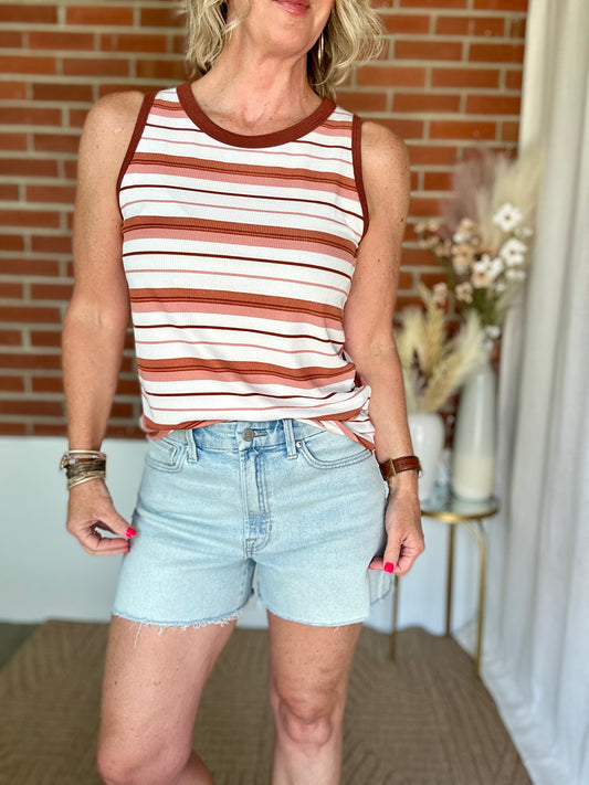 Marsala Striped Tank Top