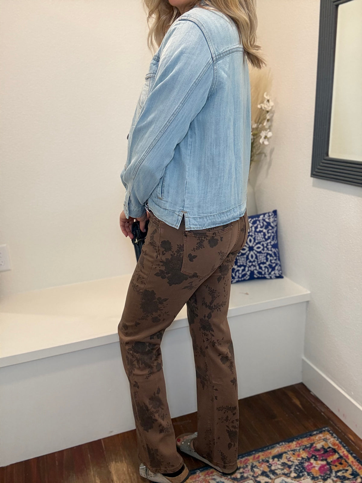 Brown Floral Jeans