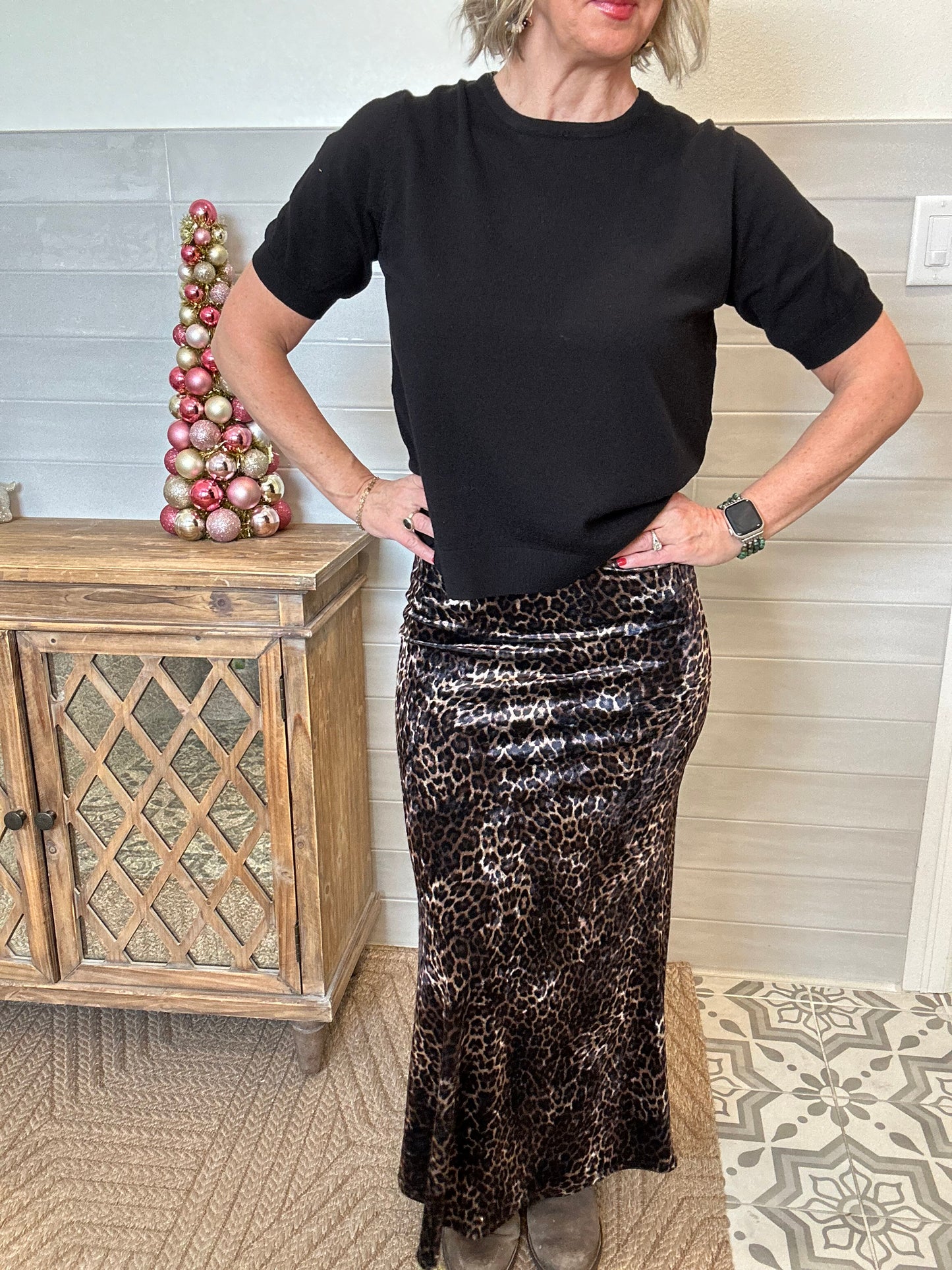 Velvet Leopard Skirt