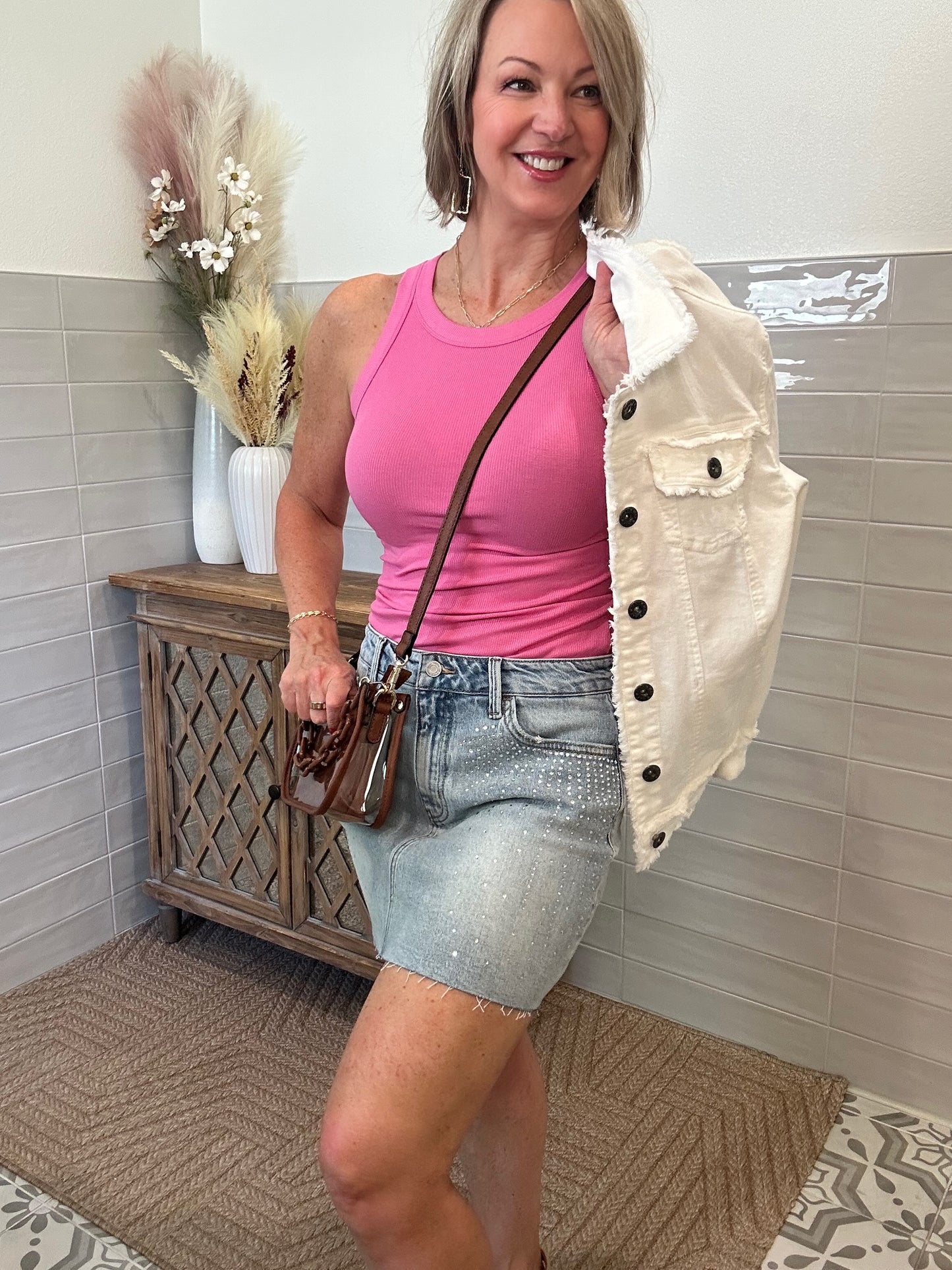 Rhinestone Embellished Mini Skirt