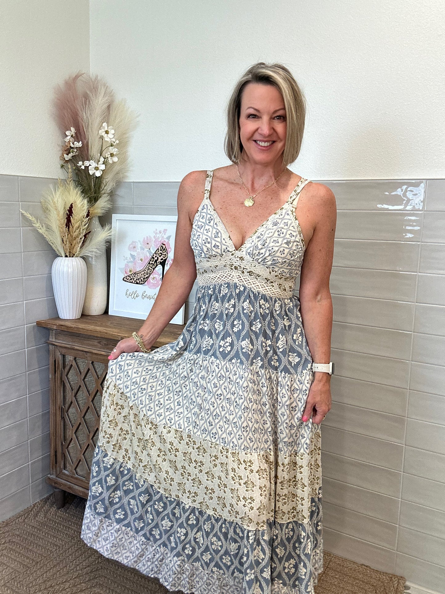 Vintage Blue Maxi Dress