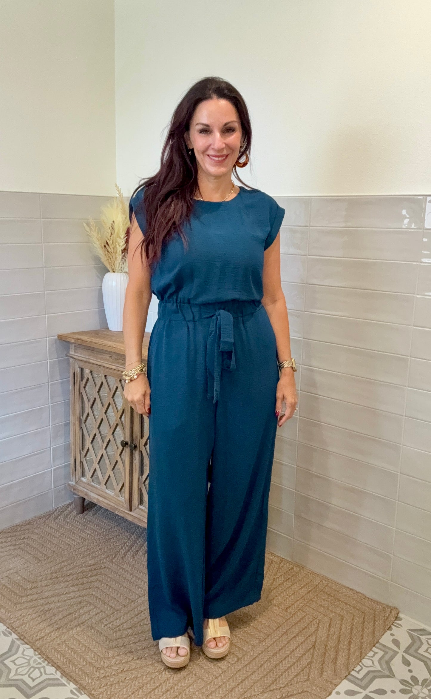 Sleeveless Jumpsuit - Teal