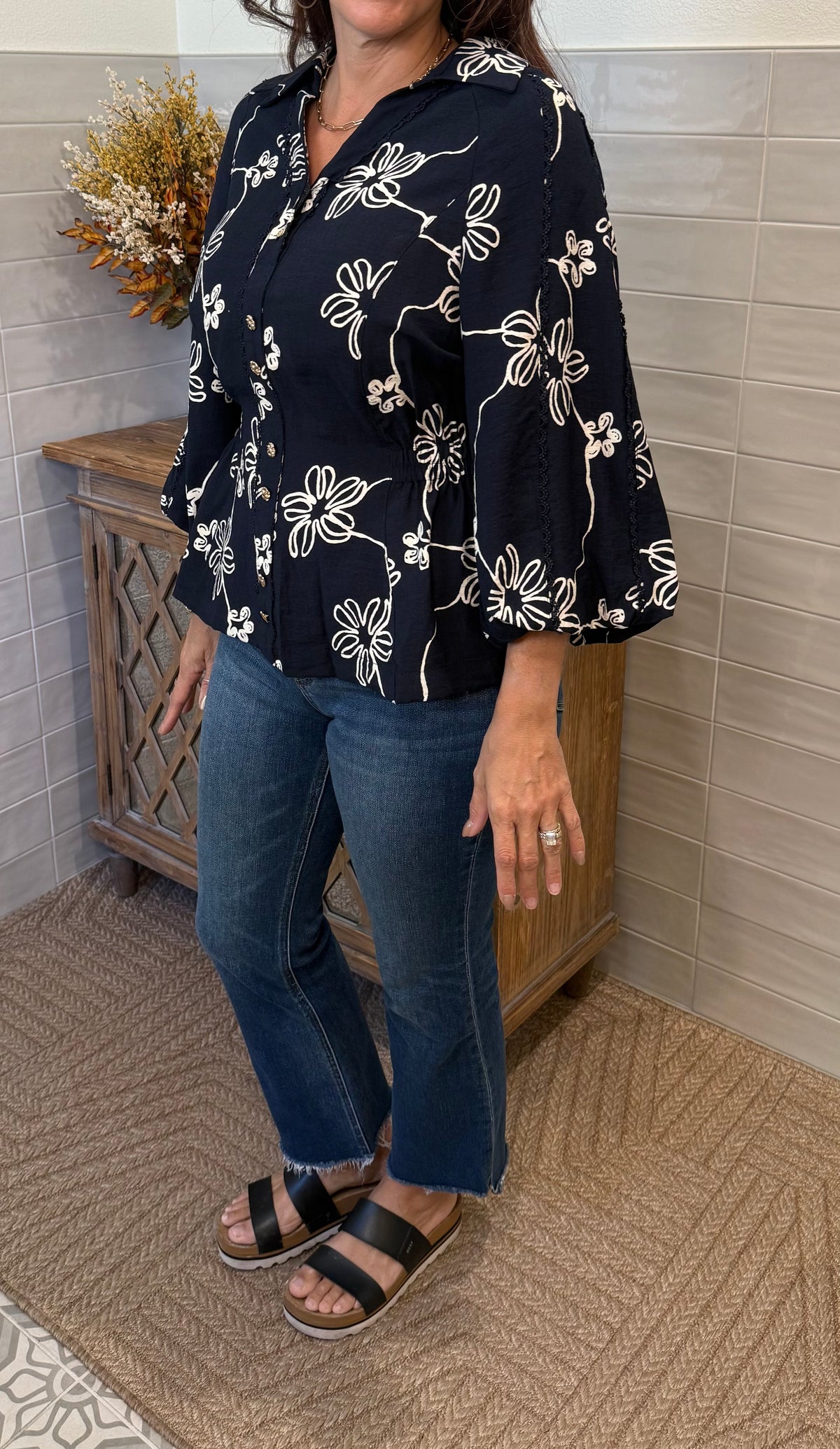 Midnight Scallop Blouse