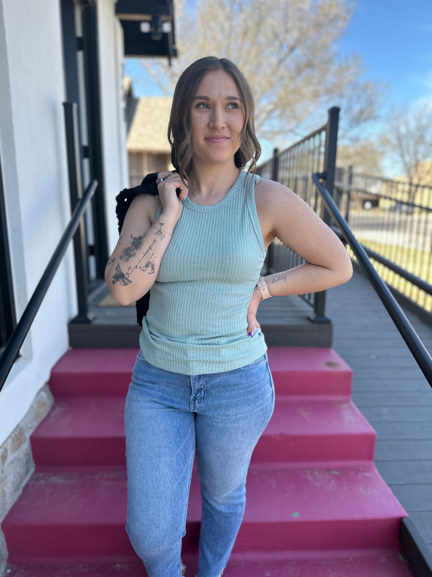 Ribbed Tank Top - Sage
