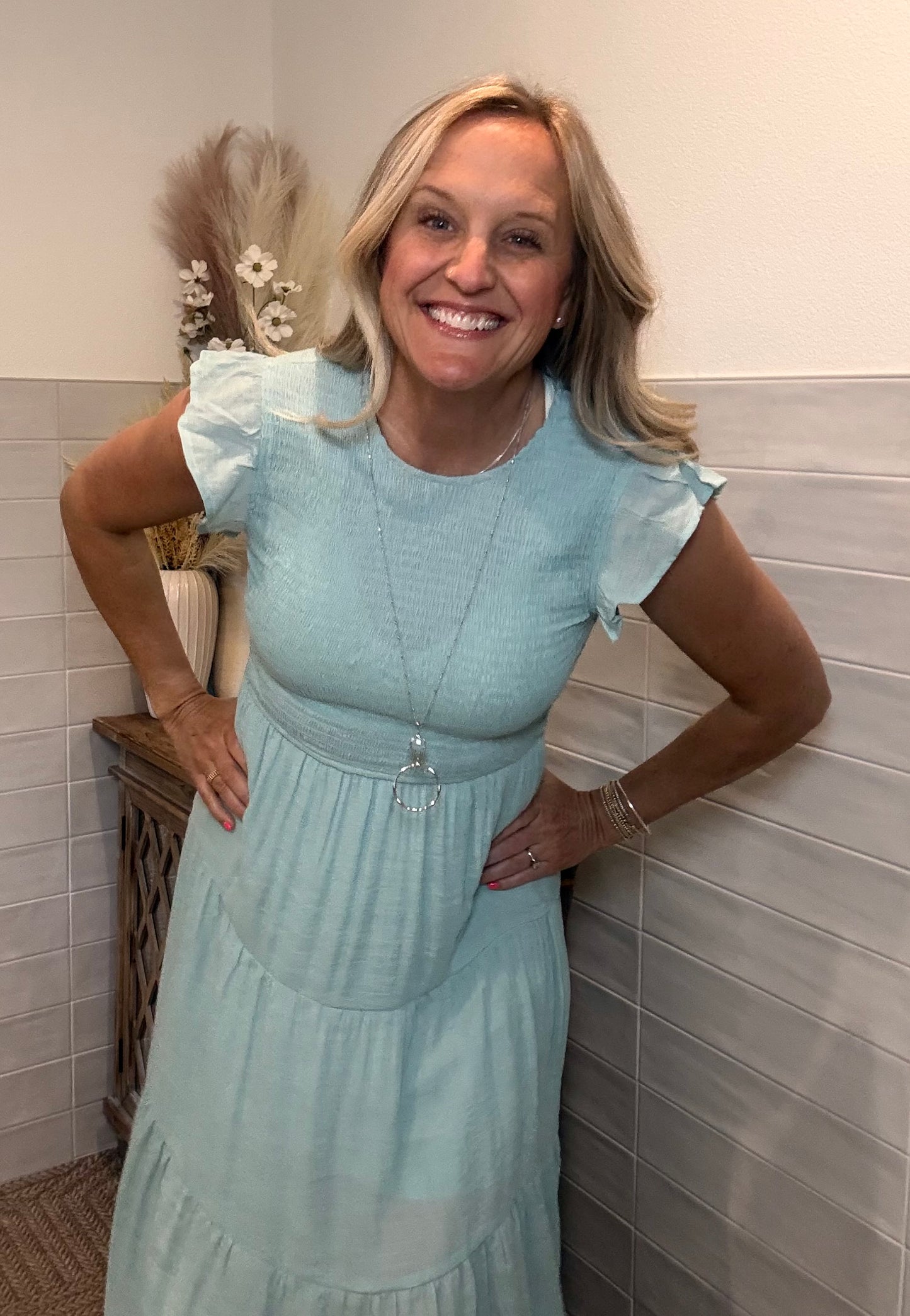 Light Sage Midi Dress