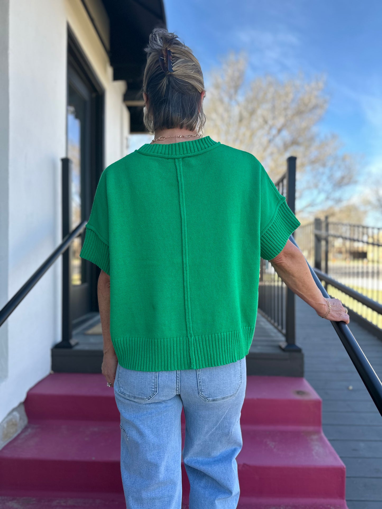 Drop Sleeve Sweater - Green
