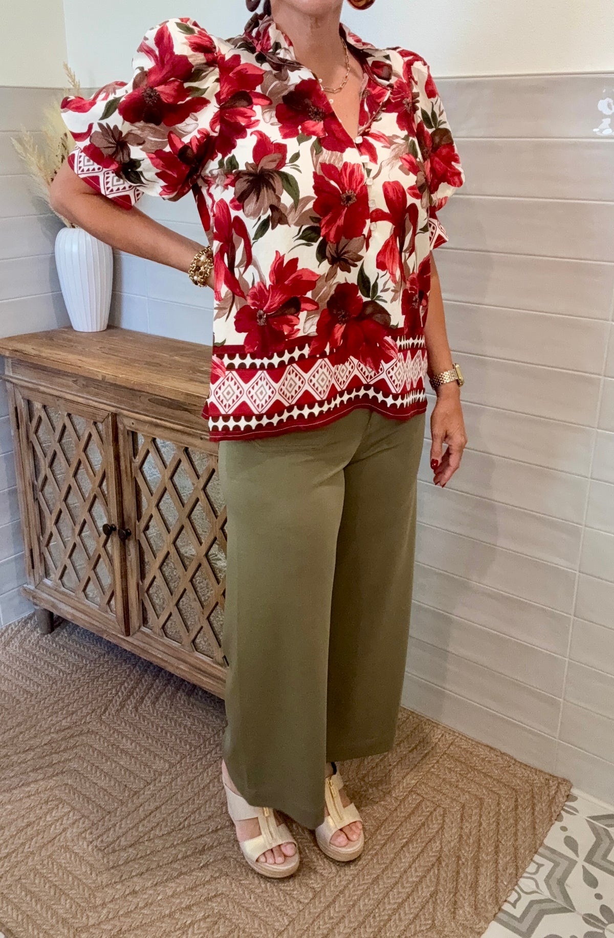 Burgundy Floral Blouse