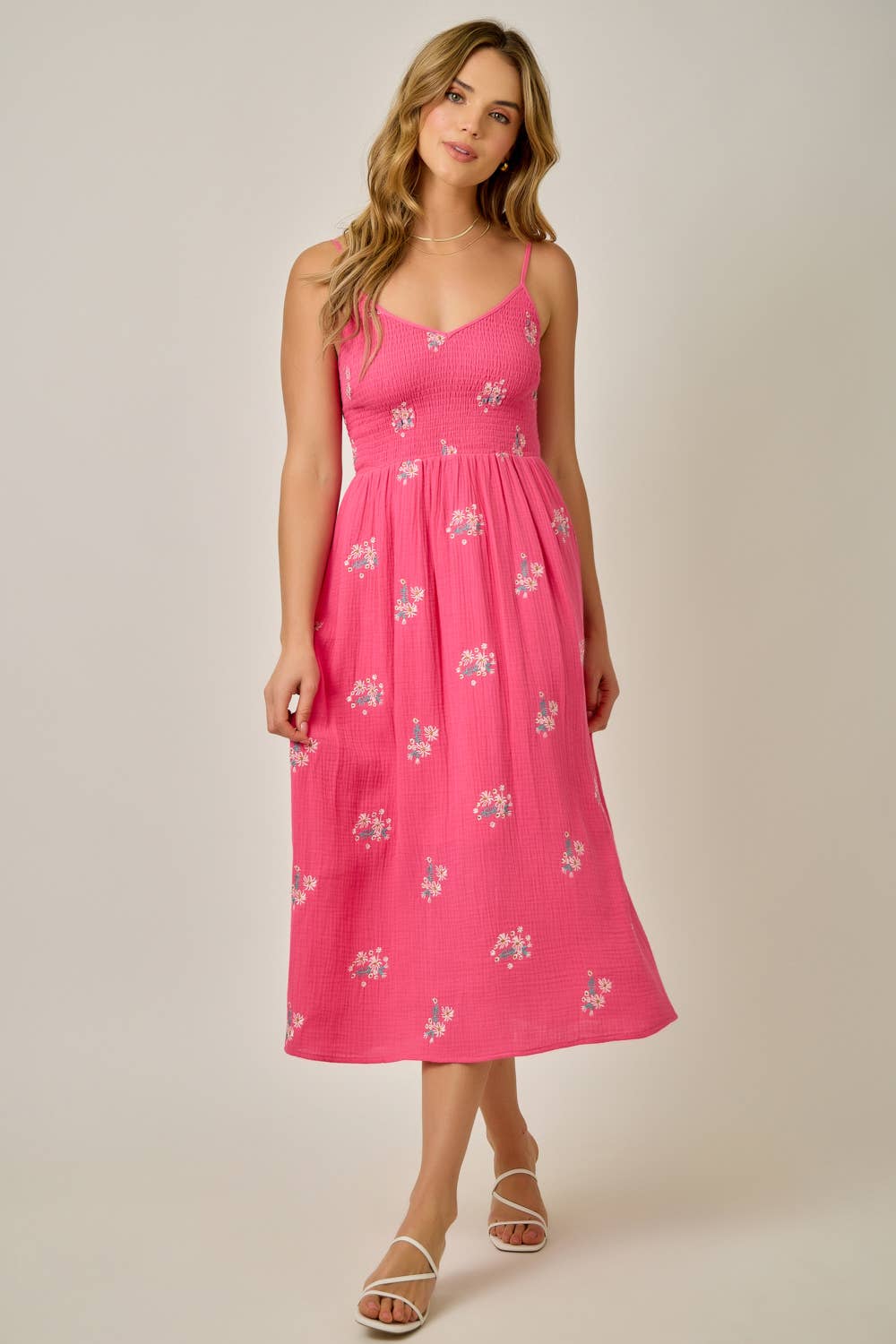 Fuchsia Gauze Smocked Dress