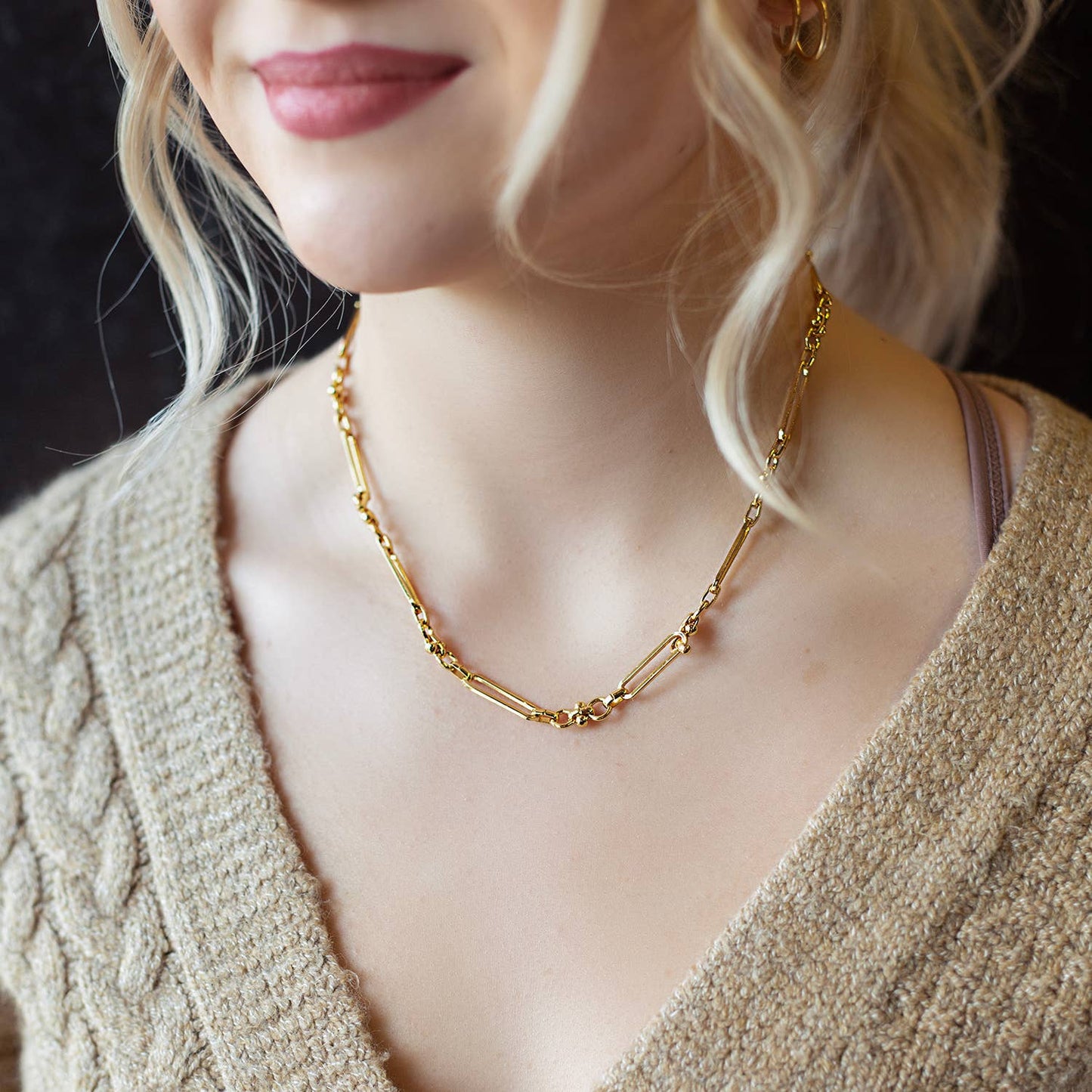 Gilded Gold Necklace-18" Toggle Chain