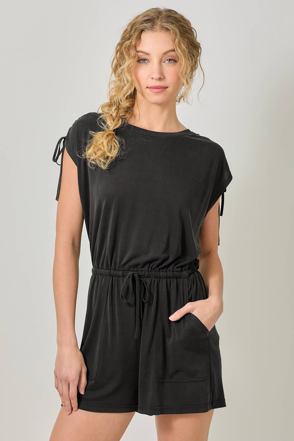 Cinched Shoulder Tie Romper