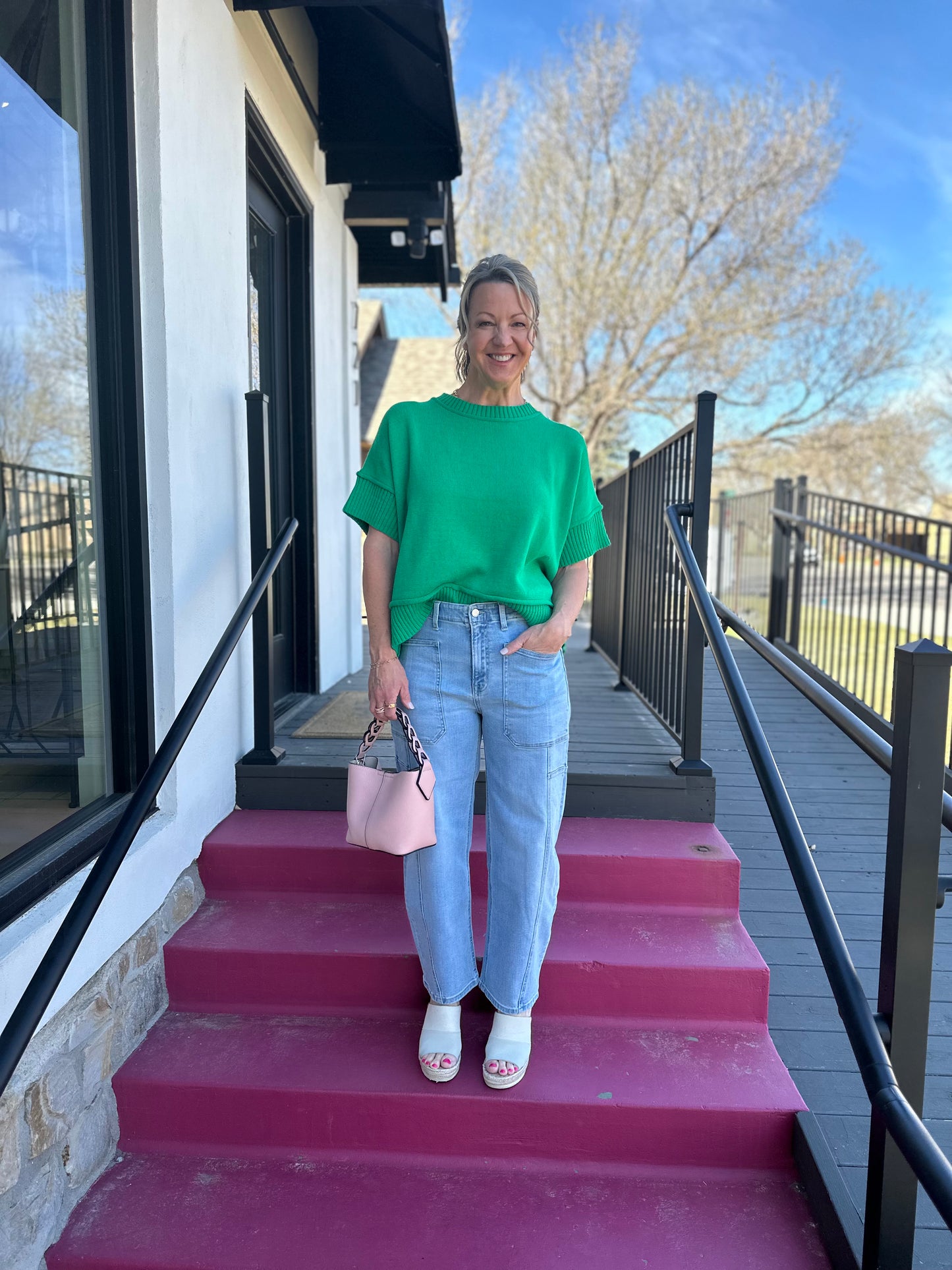 Drop Sleeve Sweater - Green