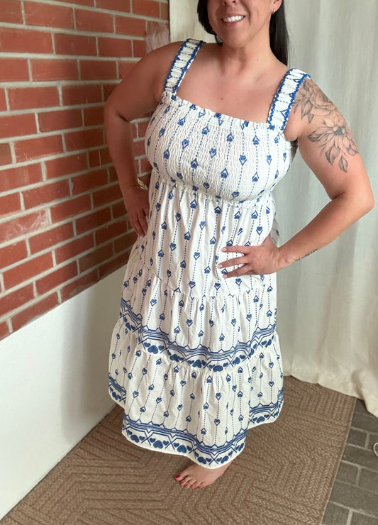 Heart Embroidery Midi Dress