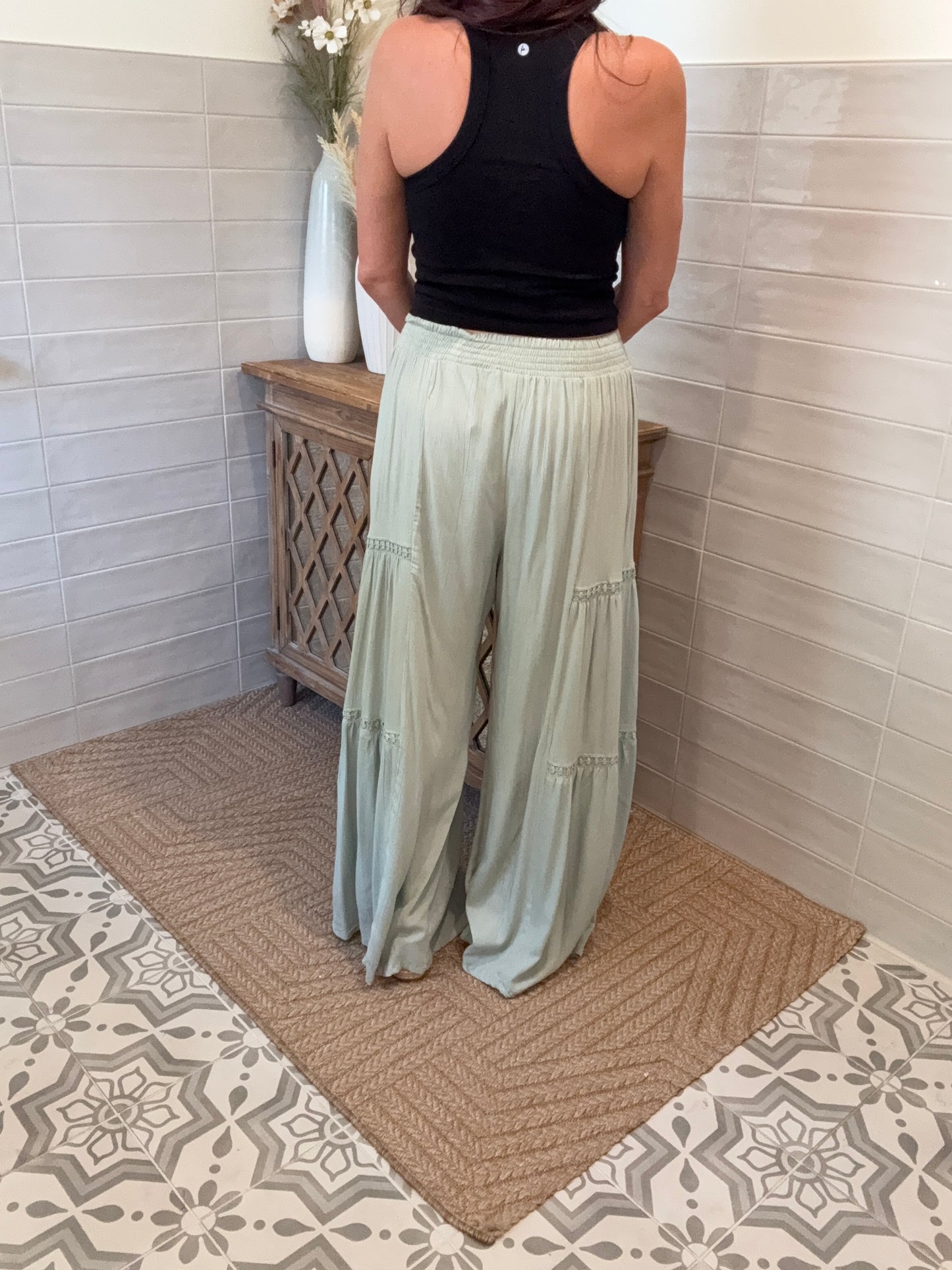 Sage Lace Wide Leg Pants
