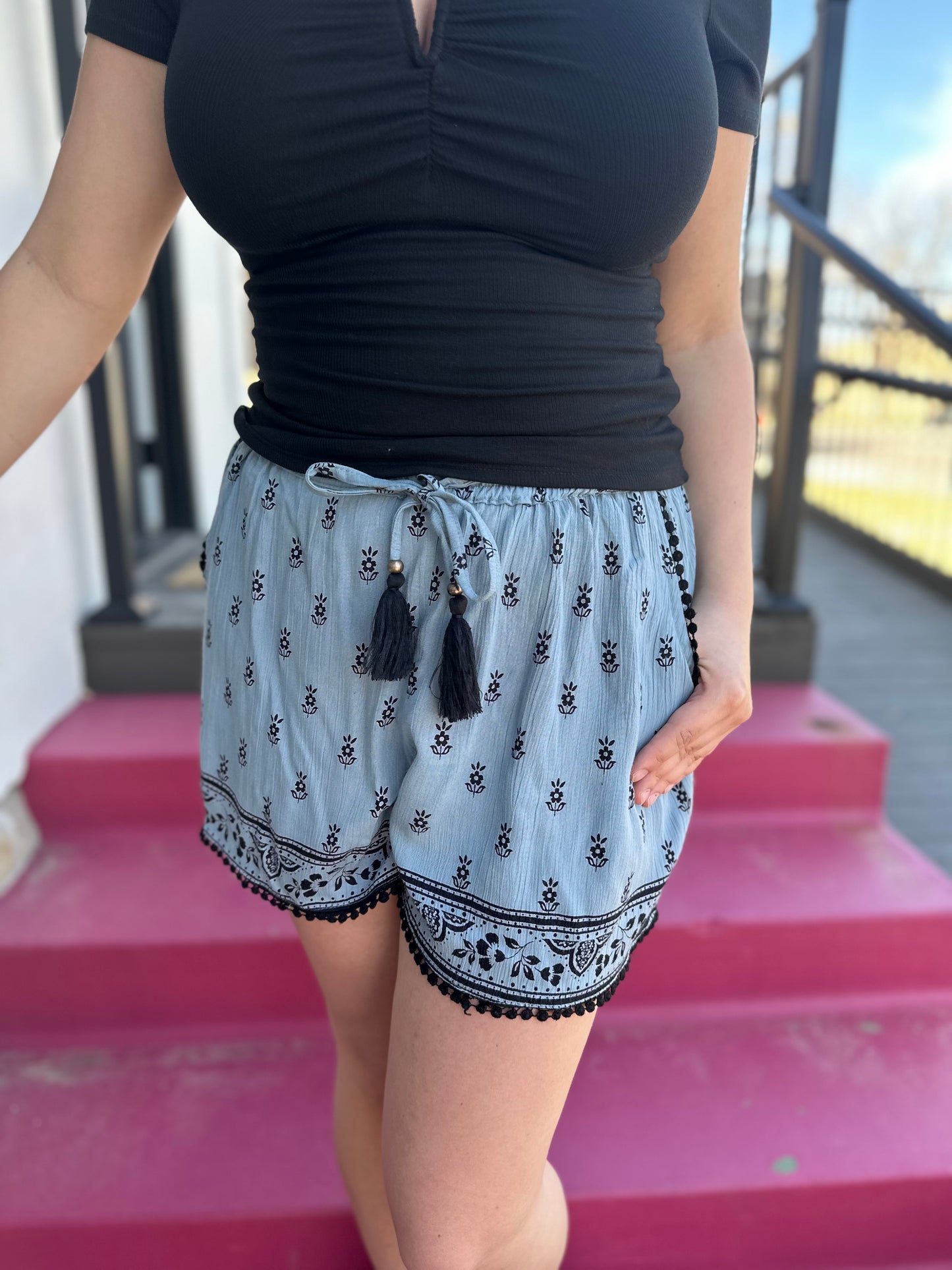 Blue Tassle Shorts