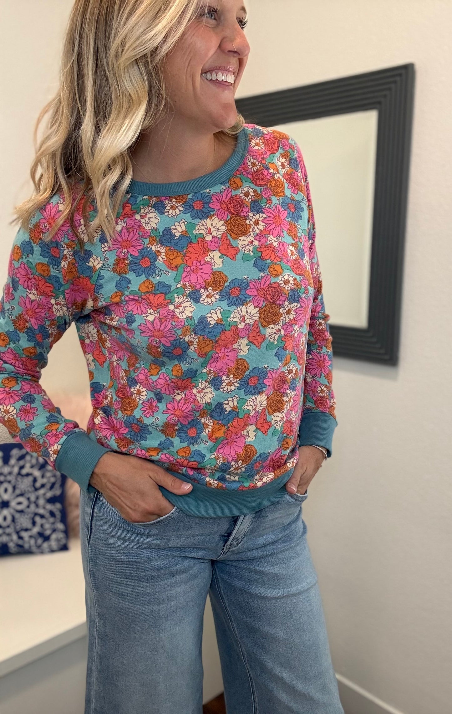 Dusty Jade Floral Sweatshirt