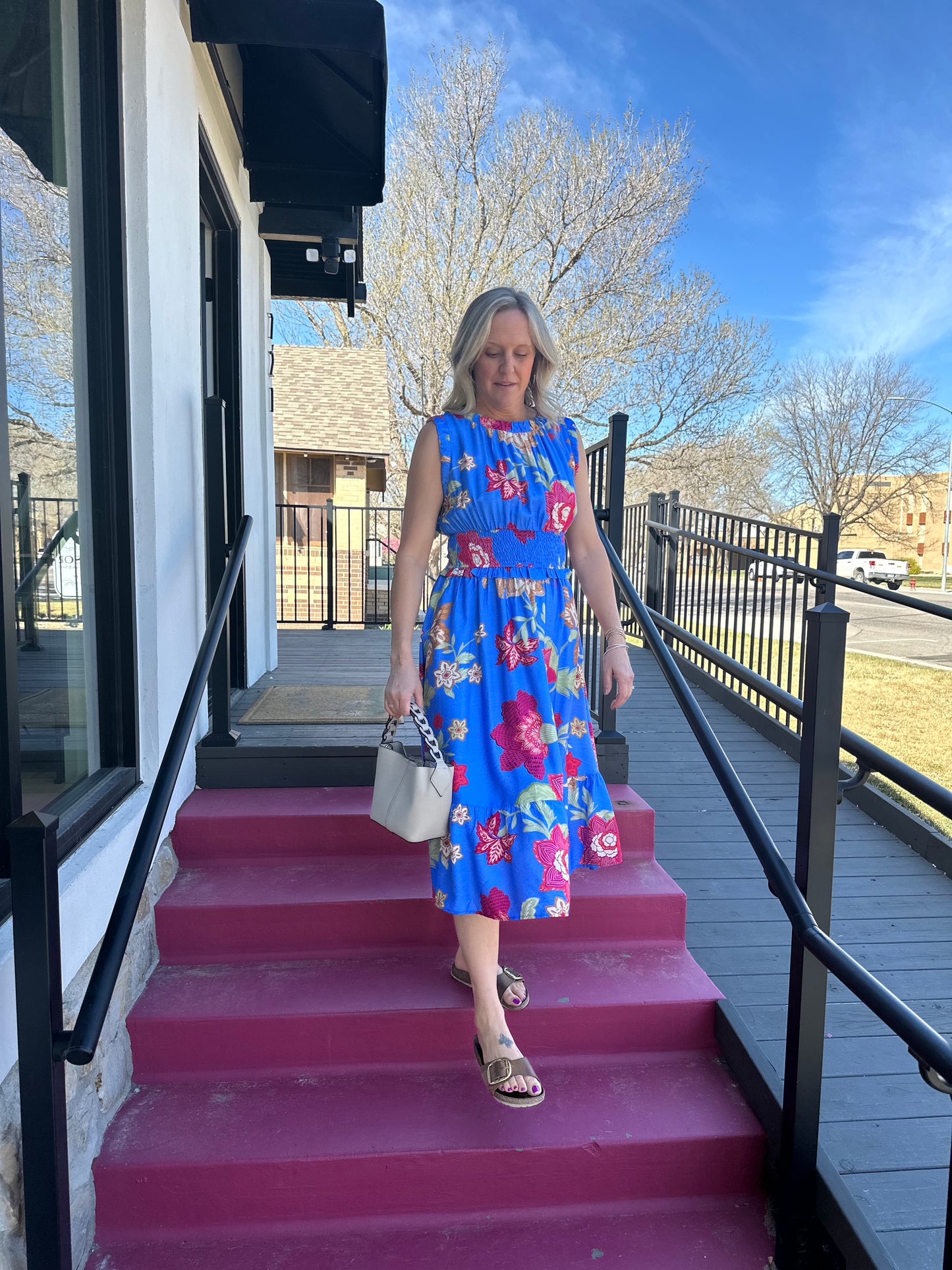 Blue Floral Midi Dress – Lilah Blue Boutique
