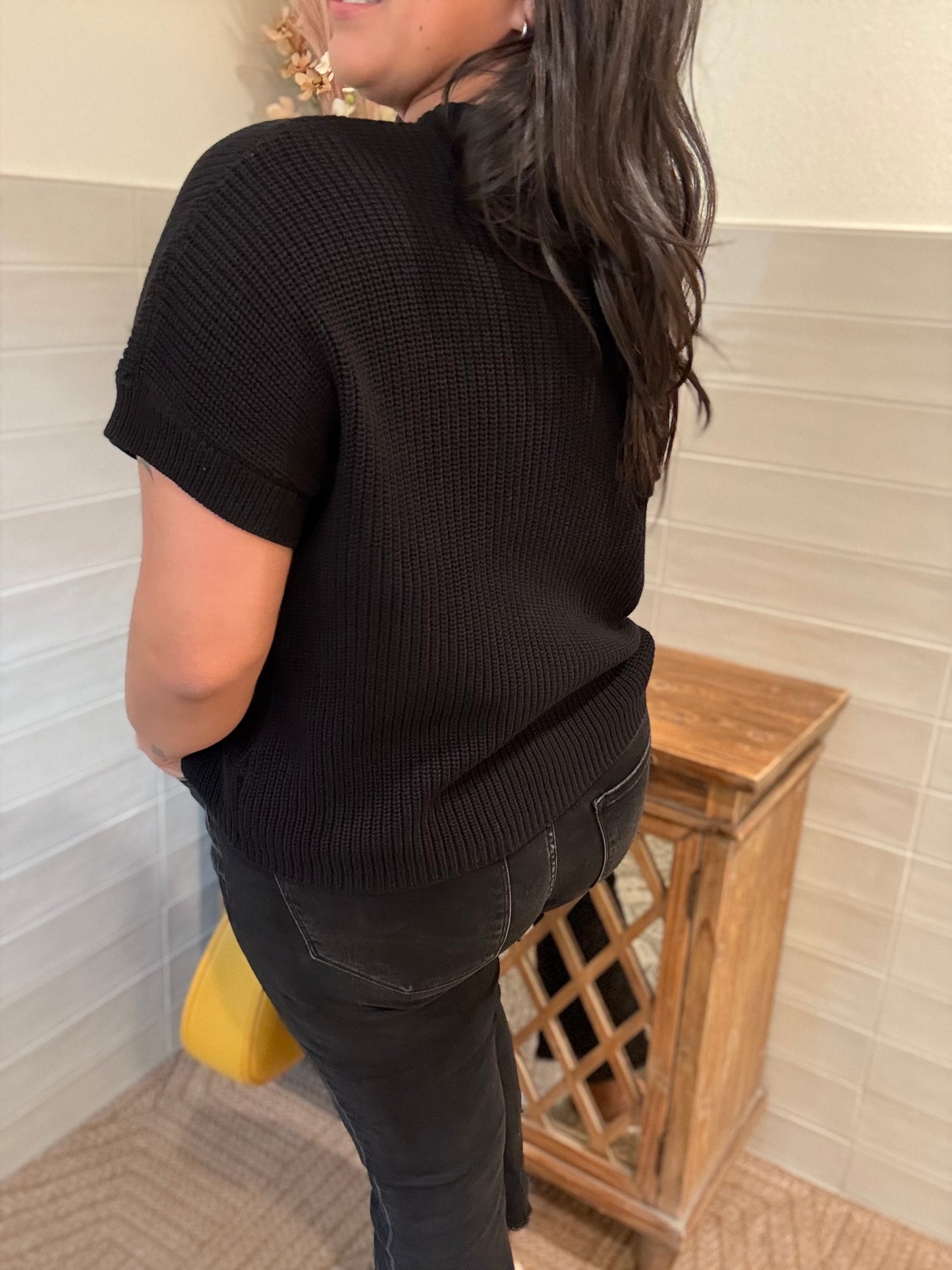 Black Pocket Sweater Top