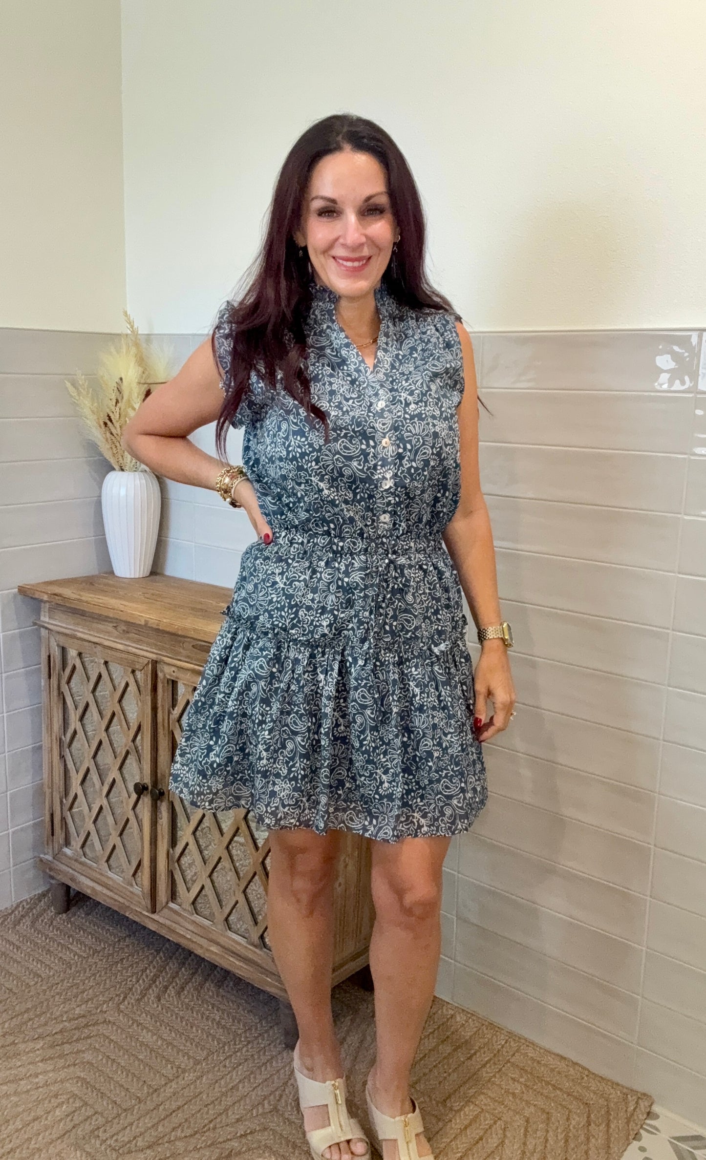 Paisley Ruffled Mini Dress