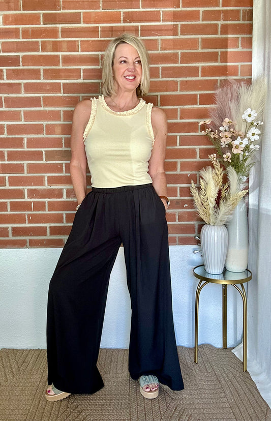 Pleat Wide Leg Pants