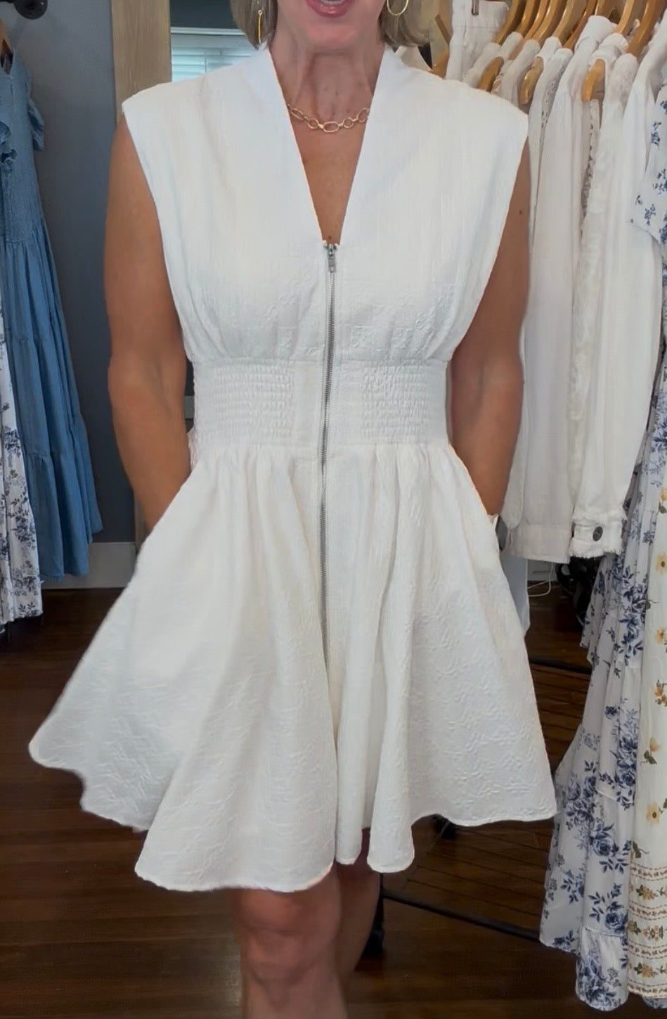 White Diamond Pattern Dress