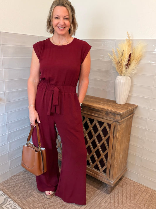 Sleeveless Jumpsuit - Wine
