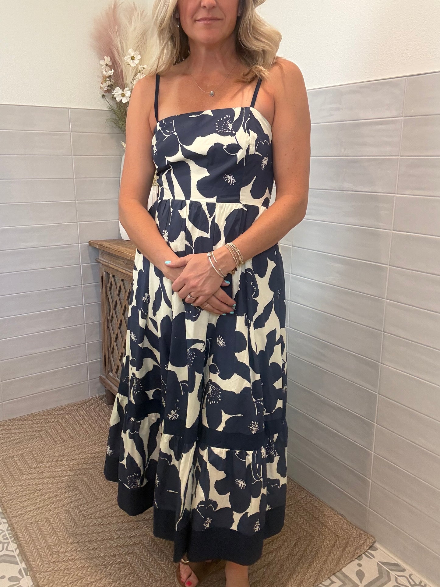 Navy Bold Midi Dress