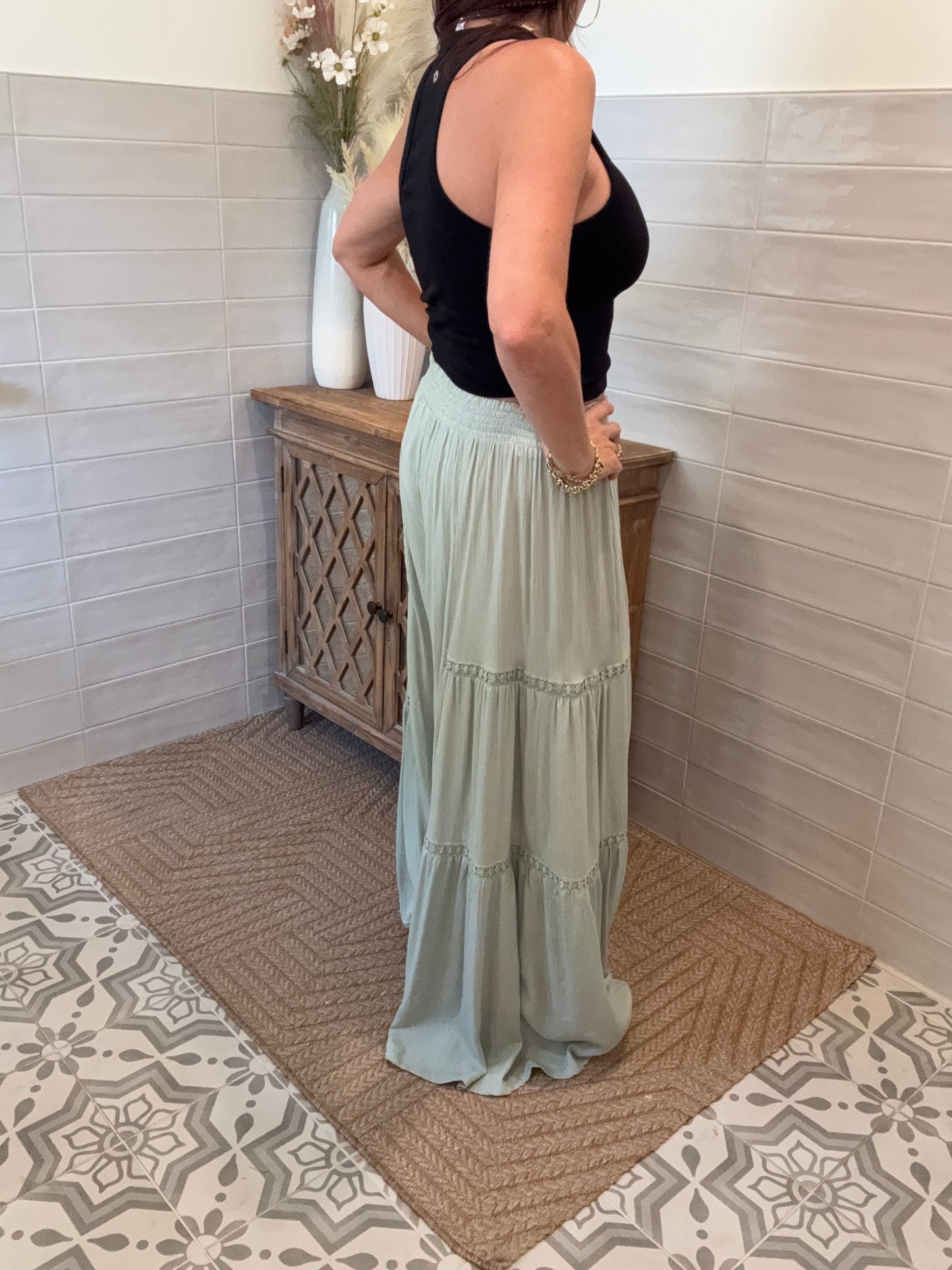 Sage Lace Wide Leg Pants