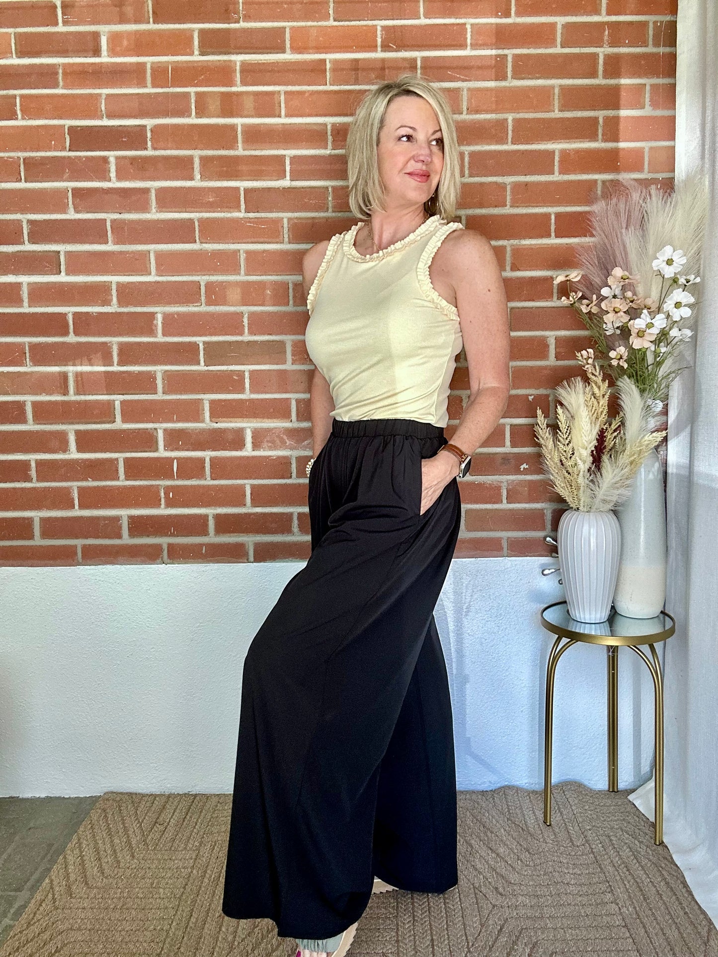 Pleat Wide Leg Pants