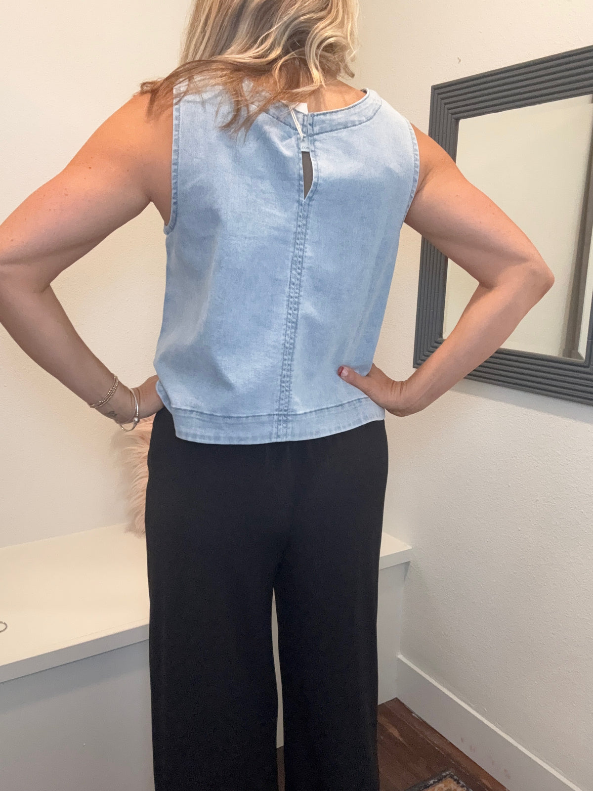 Washed Denim Sleeveless Top