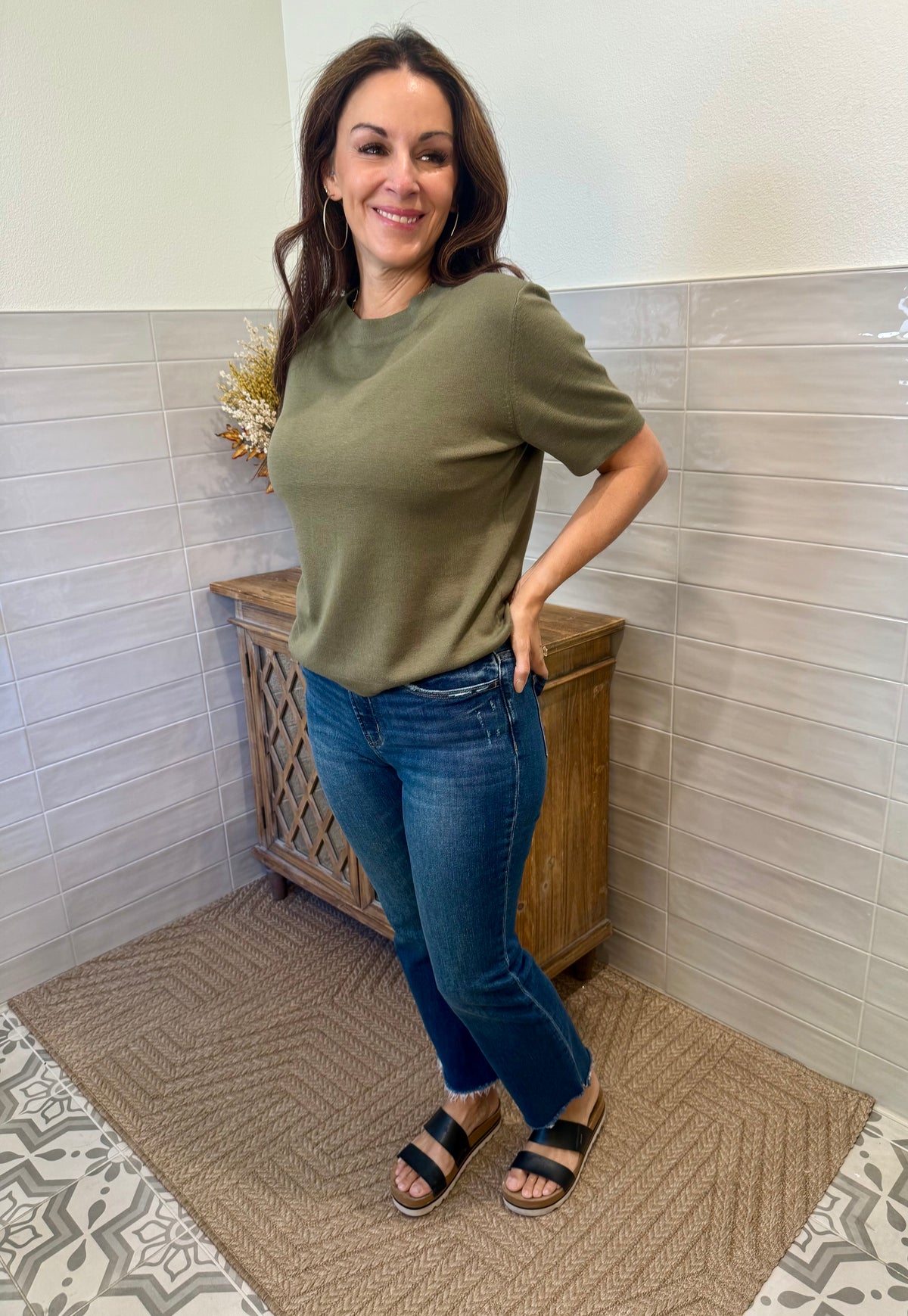 Cashmere Blended Olive Sweater
