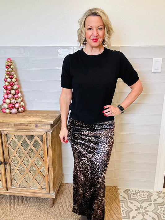 Velvet Leopard Skirt